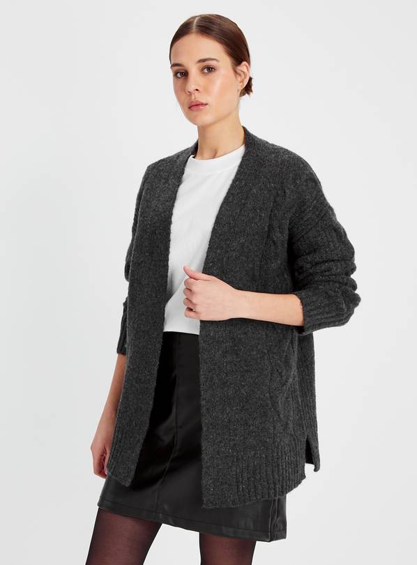 Charcoal Cable Knit Cardigan  10