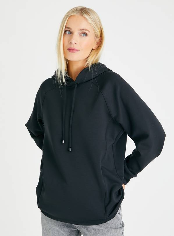 Black longline hoodie womens sale