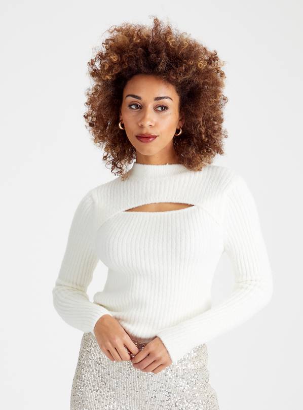 Cream Ribbed Cut Out Jumper 22