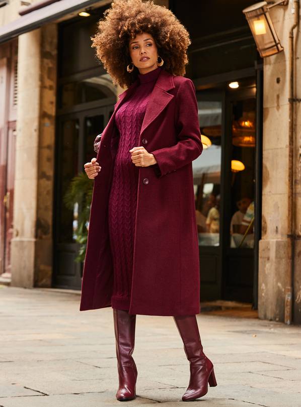 Wine best sale wool coat