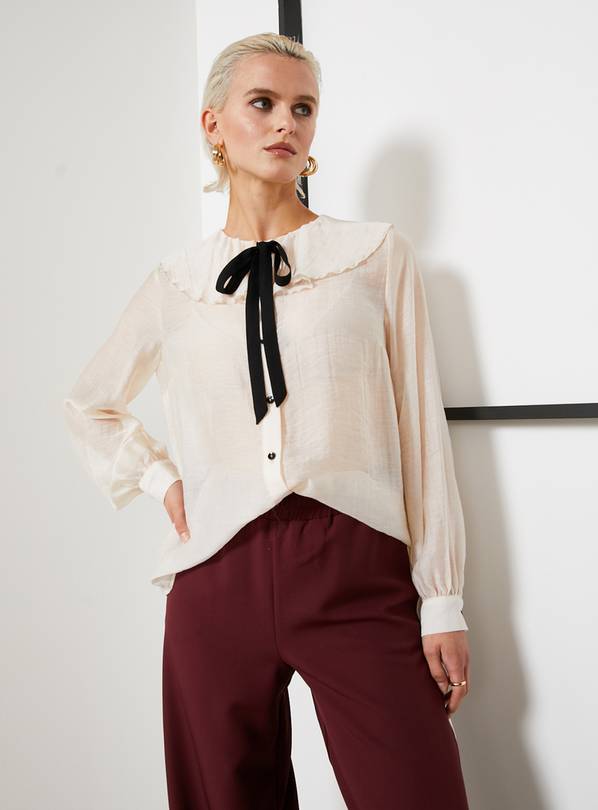 Buy For All The Love Cream Border Organza Tie Neck Blouse 18 | Shirts |  Argos