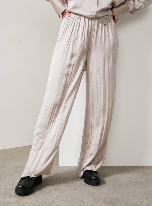 For All The Love Brown Crushed Floaty Satin Co-ord Wide Leg 10