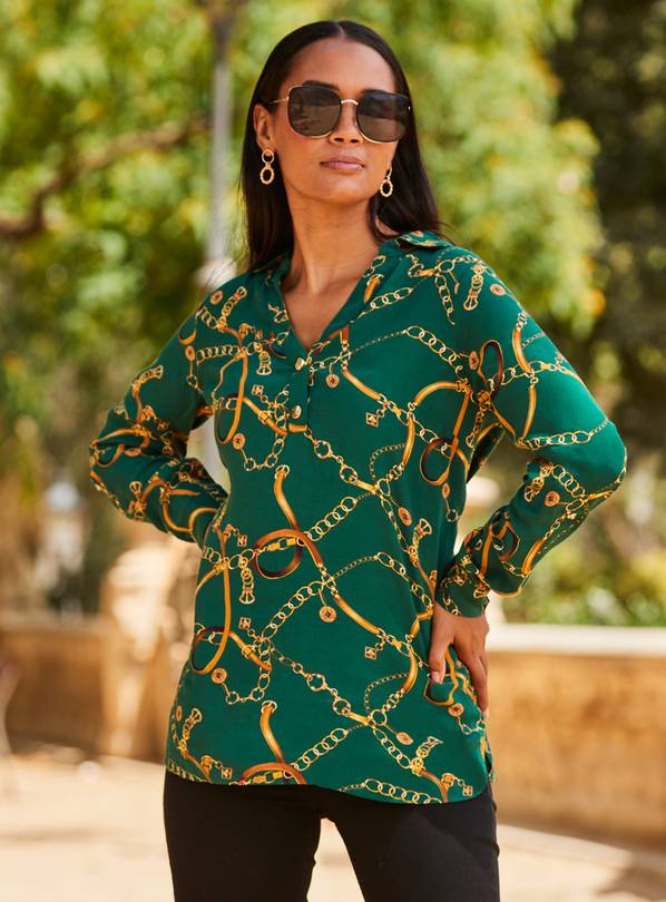 SOSANDAR Diagonal Chain Tunic Blouse 10