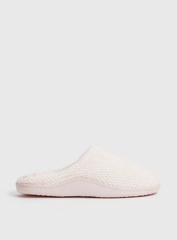 Pink Textured Mule Slippers M