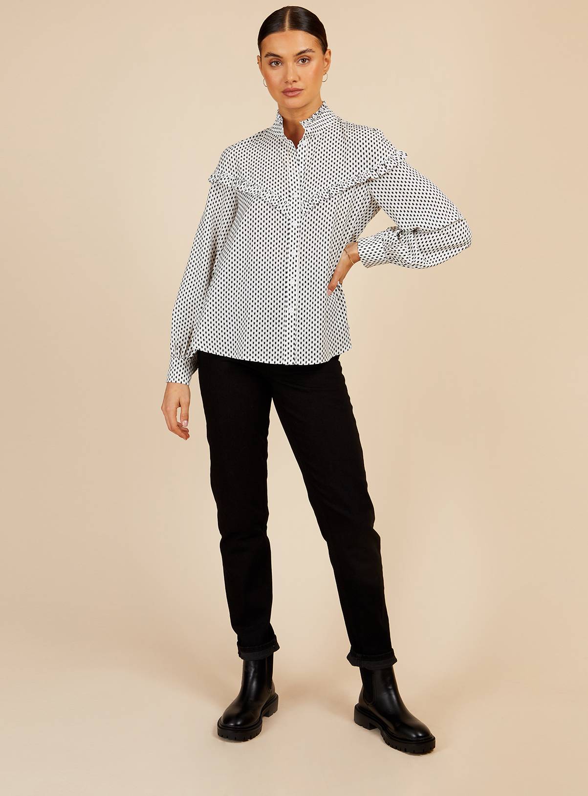 VOGUE WILLIAMS Cream Spot Blouse 16 - Image 2