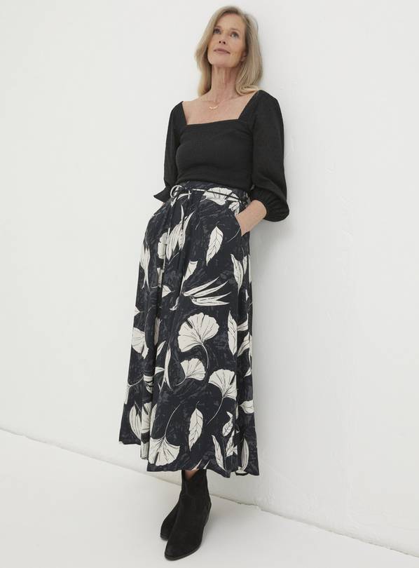 FATFACE Mason Twilight Leaves Midi Skirt 20