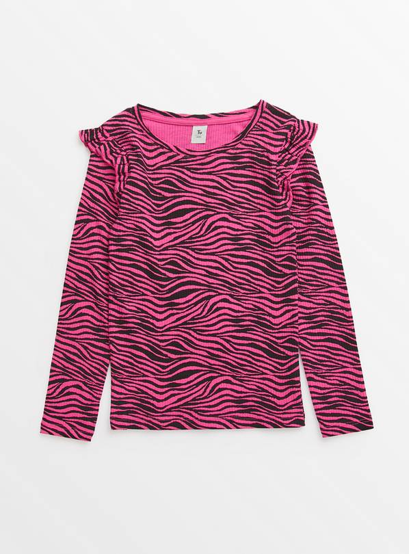 Pink Zebra Print Frill Top  9 years
