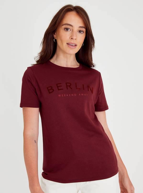 Buy Burgundy Berlin Slogan Regular Fit T-Shirt 12, T-shirts