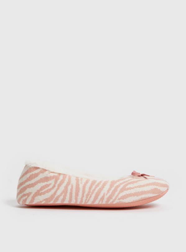 Pink Zebra Ballerina Slippers 6