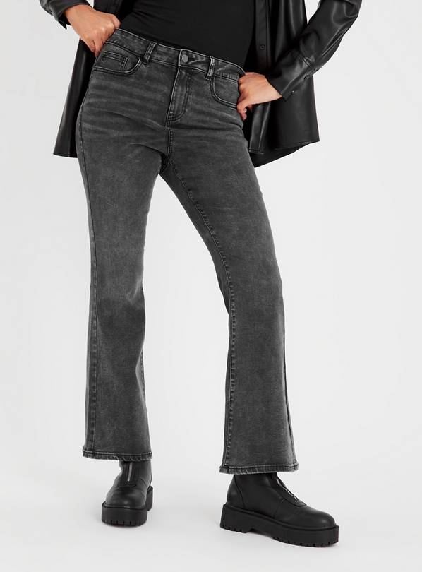 Charcoal Grey Kick Flare Jeans