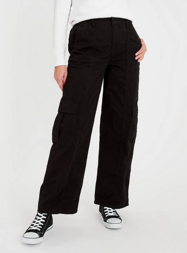 Black Straight Leg Cargo Trousers 10