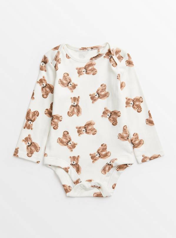 Cream Bear Print Bodysuit Newborn