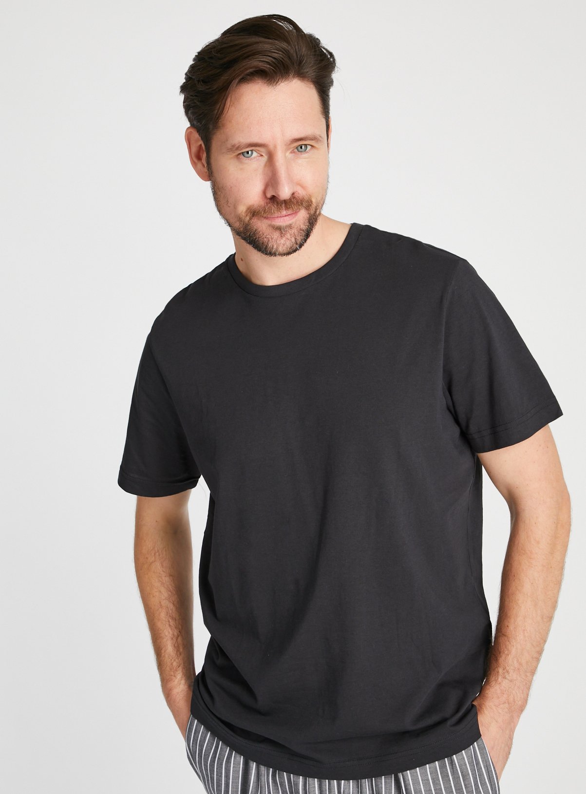 Charcoal Marl & Black Pyjama Top 2 Pack M - Image 2 thumbnail