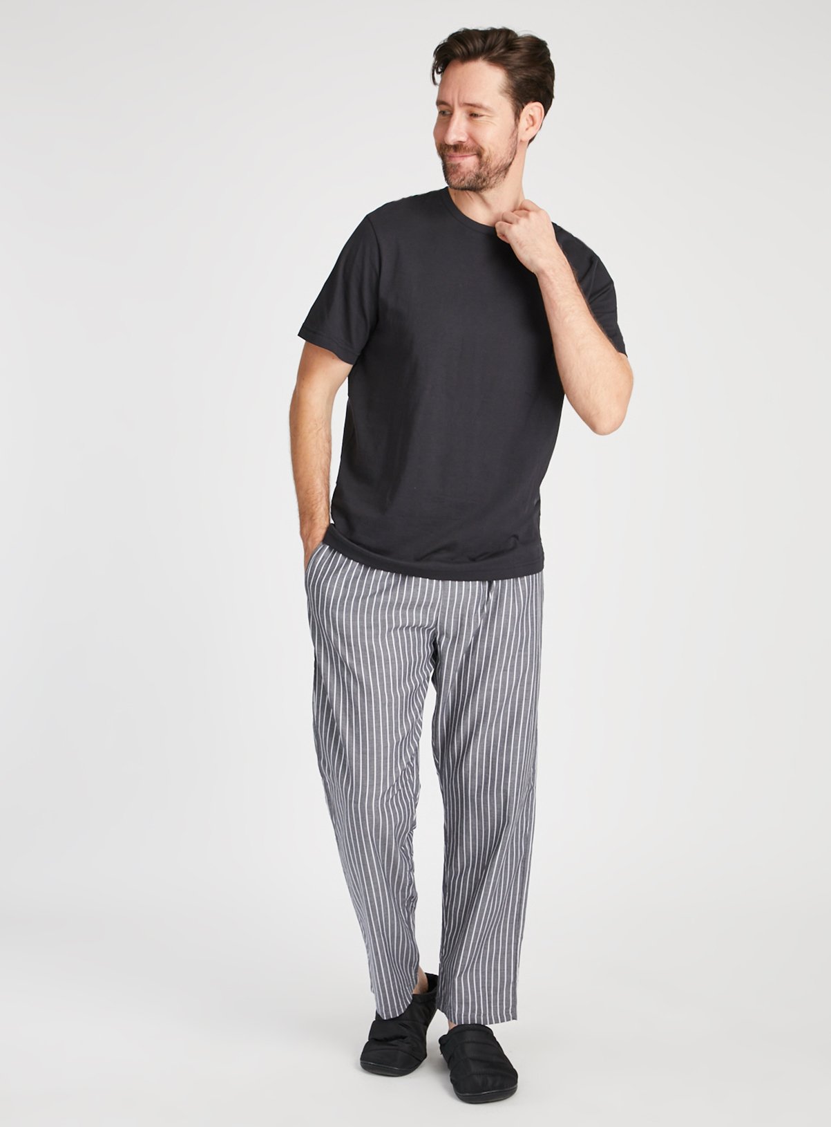Charcoal Marl & Black Pyjama Top 2 Pack M - Image 3 thumbnail