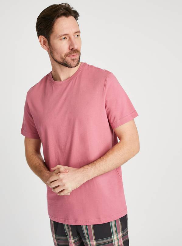 Pink T-Shirt & Brown Check Woven Pyjamas S