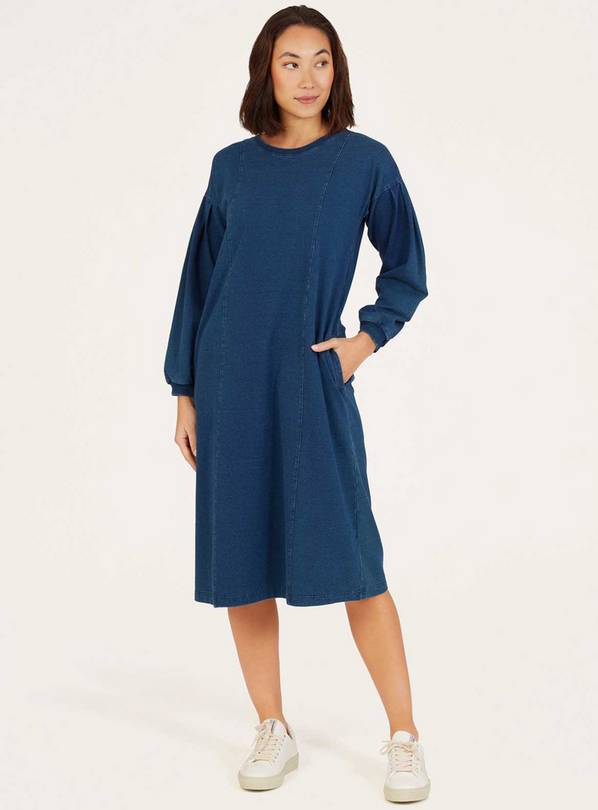Buy THOUGHT Ioana Organic Cotton Jersey Indigo Loopback Dress 8 ...