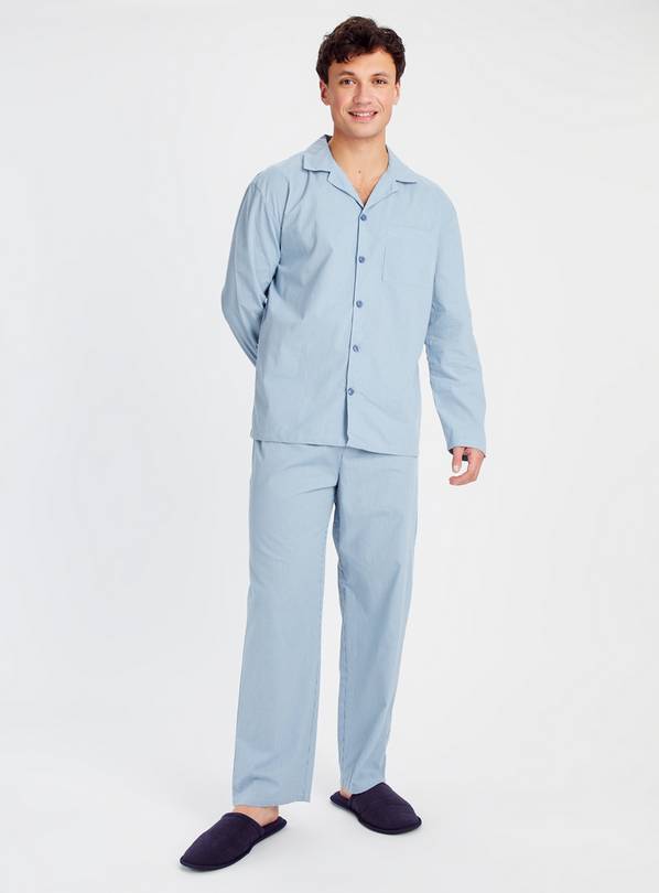 Blue Stripe Woven Traditional Pyjamas L