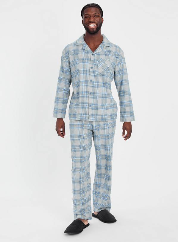 Grey & Blue Check Traditional Pyjamas XL