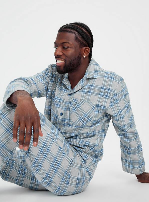 Buy Grey Blue Check Traditional Pyjamas XXL Pyjamas Tu