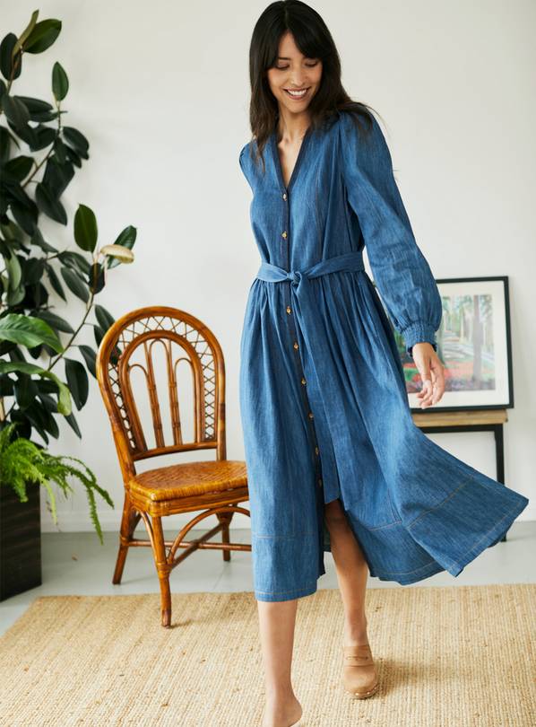 Blue chambray cheap shirt dress