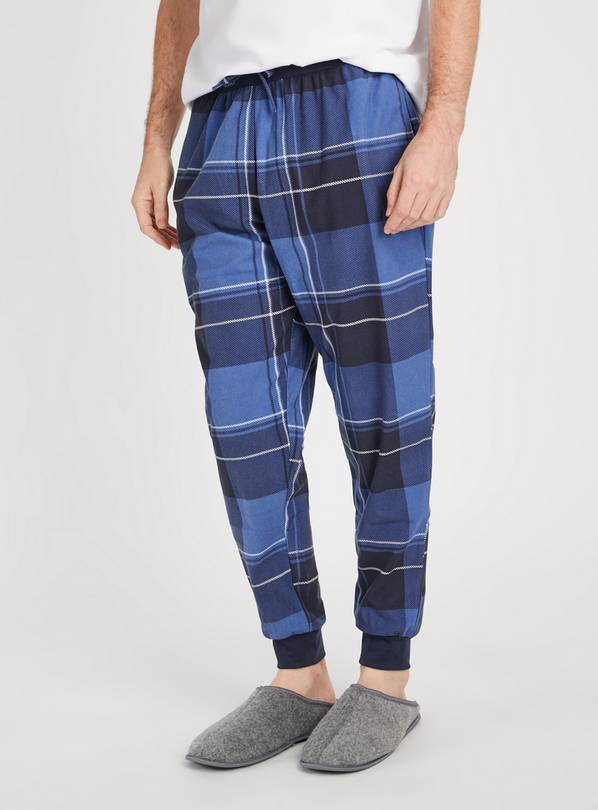Blue Check & Navy Fleece Pyjama Bottoms 2 Pack XL