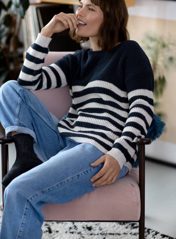 Navy and hotsell white striped jumpers