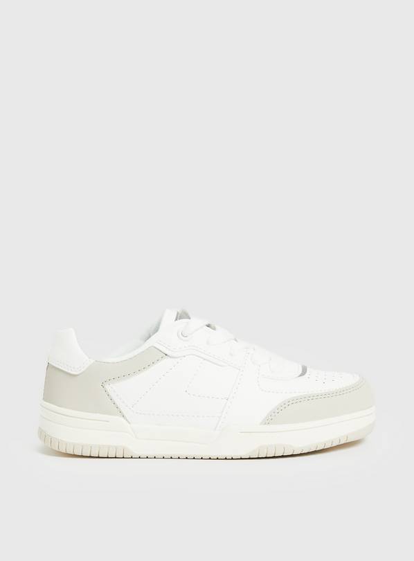 White Retro Lace Up Trainers 1