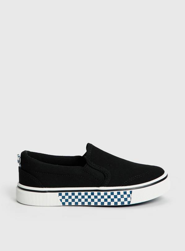 Black Checkerboard Canvas Skater Trainers 10 Infant