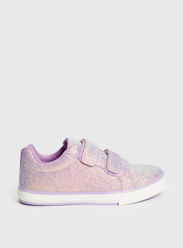 Purple Glitter Twin Strap Trainers 4 Infant