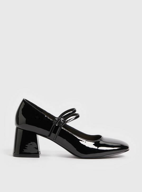 Black leather mary jane 2024 heels