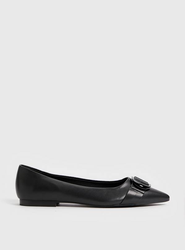 Buy Black Patent Buckle Ballerina Shoes 4 | Shoes | Tu