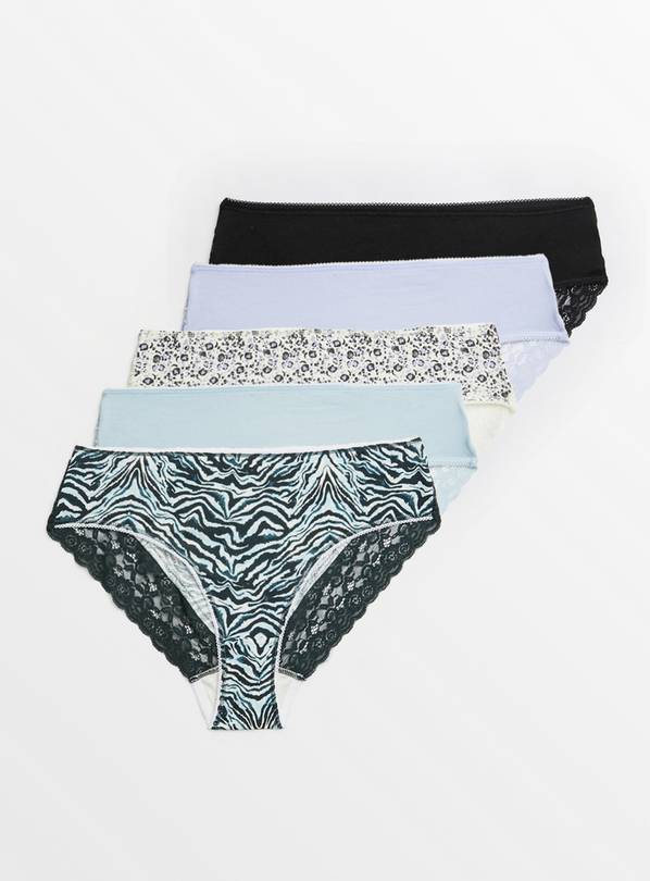 Buy Blue Animal Print Brazilian Knickers 5 Pack 18, Knickers