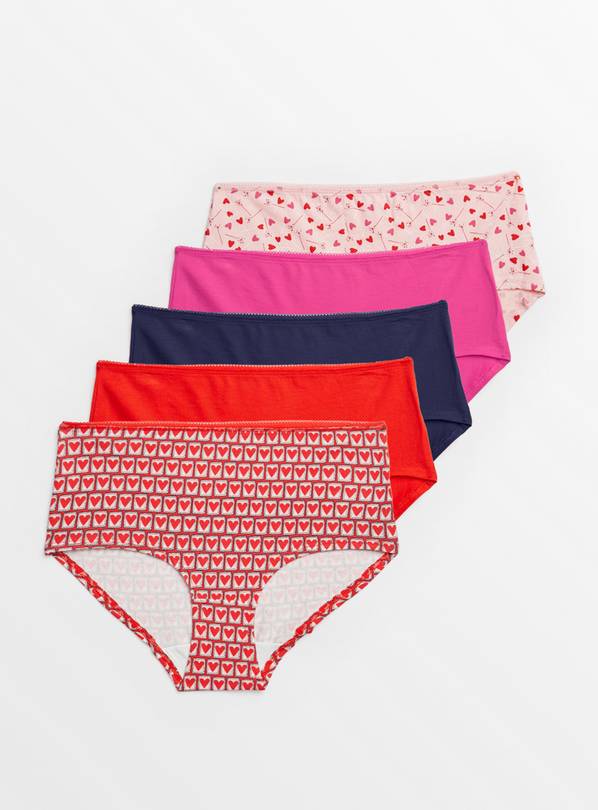Red Heart Print Short Knickers 5 Pack 12
