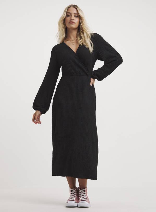 Buy SIMPLY BE Black Textured Jersey Wrap Midi Dress 30 Dresses