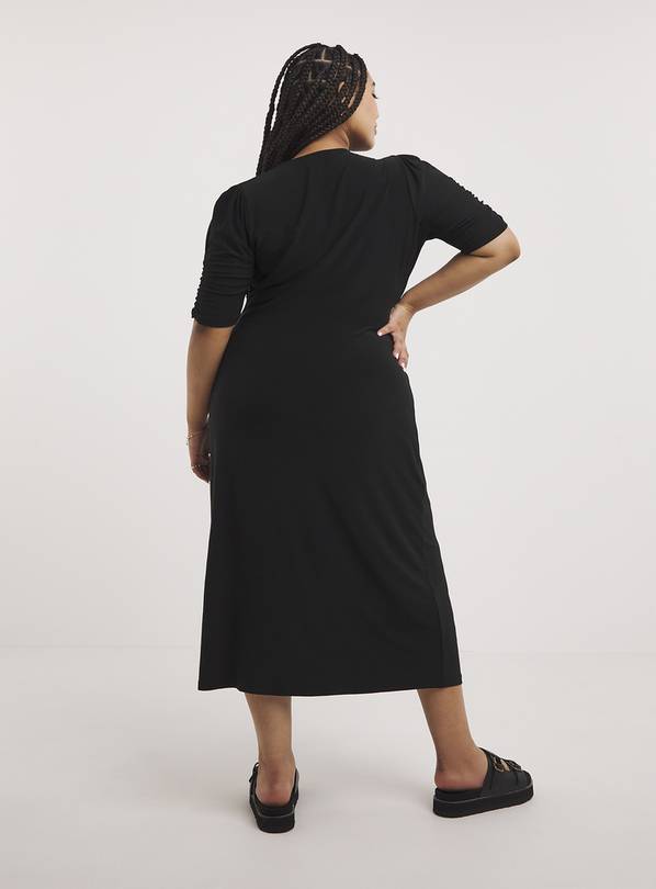 Buy SIMPLY BE Black Ruched Slinky Jersey Midi Dress 18, Dresses