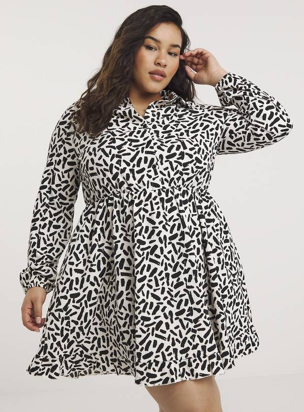 SIMPLY BE White Printed Waffle Shirt Dress 20