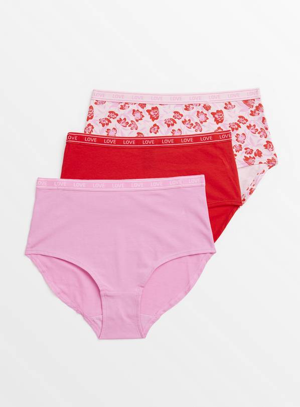 Buy Red & Pink Valentines Full Knickers 3 Pack 24, Knickers