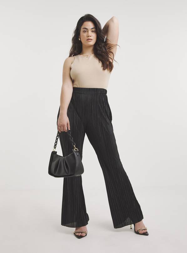 Plisse wide outlet leg trousers