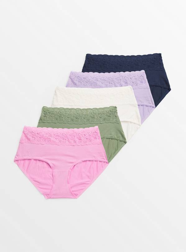 Buy Lace Trim Knickers 5 Pack 16, Knickers