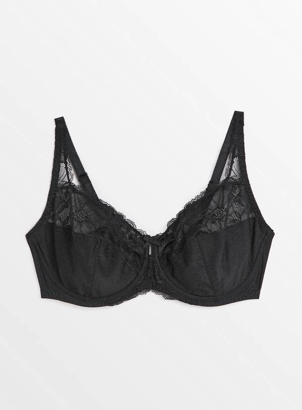 Buy DD-GG Black Recycled Lace Comfort Full Cup Bra 38DD