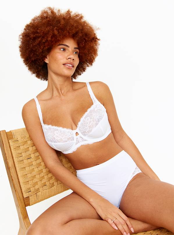 Buy DD-GG White Recycled Lace Comfort Full Cup Bra 40F | Bras | Argos