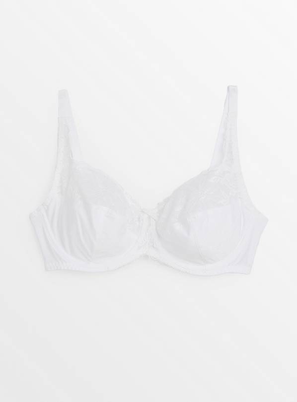 Buy DD-GG White Recycled Lace Comfort Full Cup Bra 32E, Bras