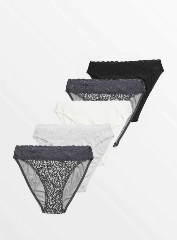 Buy Mono Lace High Leg Knickers 5 Pack 24, Knickers