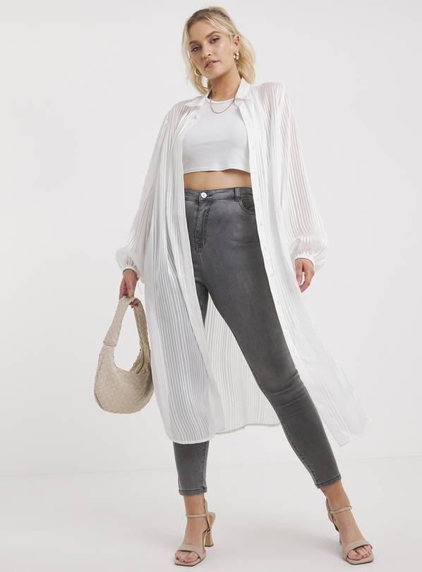 SIMPLY BE White Sheer Longline Shirt 12