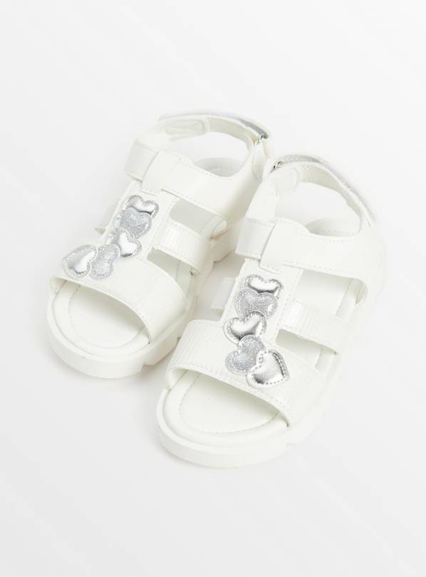 Buy White Heart Detail Sandals 4 Infant Sandals and flip flops Tu