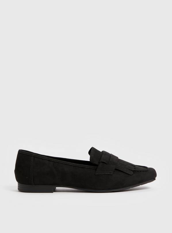 Sole Comfort Black Fringe Loafers  5