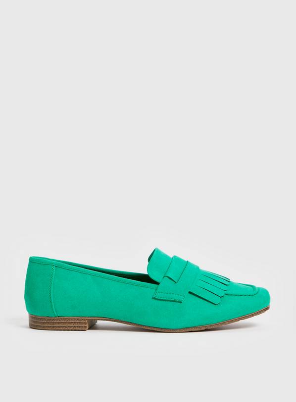 Sole Comfort Green Fringe Loafers 6