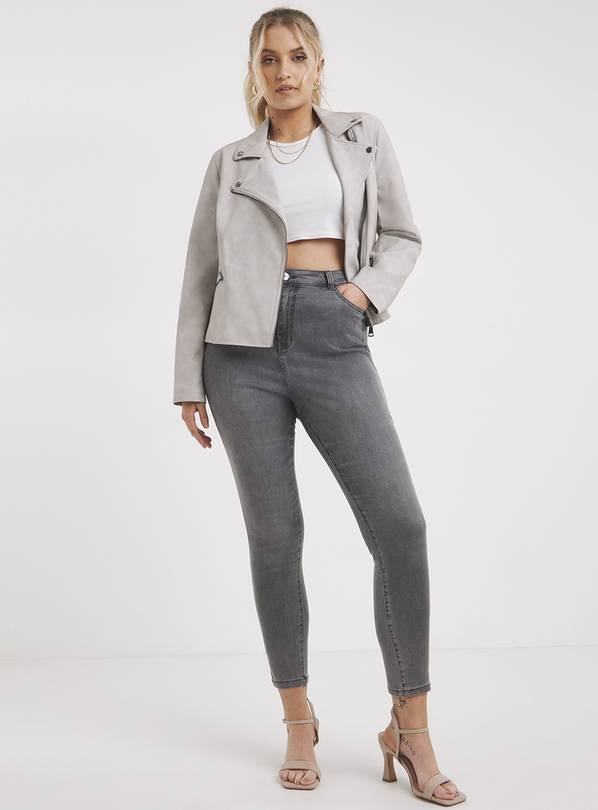 New look grey outlet biker jacket