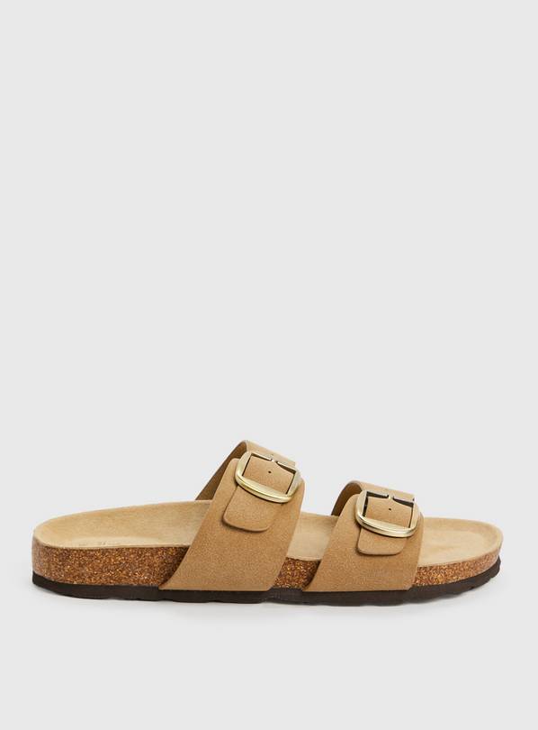 Buy Taupe Double Strap Slider 6 | Sandals | Tu