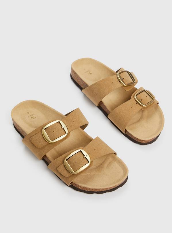 Cubic Ladies Double Buckle Slip On Dual Strap Slides Sandals Slippers –  CUBIC Online Store